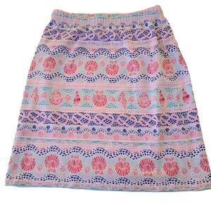 Talbots Elastic Waist Seashell Print Skirt Size SP